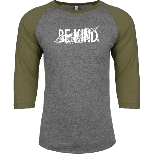 BE KIND | unisex 3/4 sleeve baseball tee | gray/green