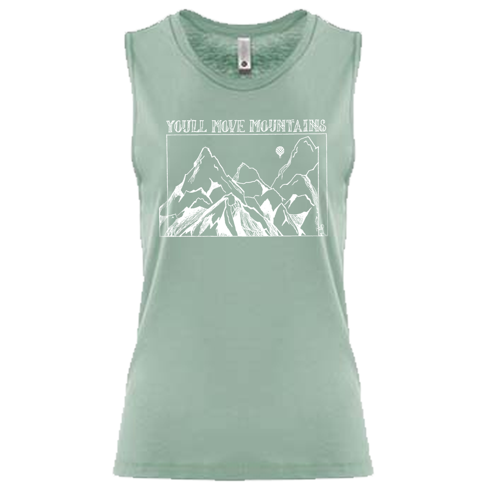 YOU'LL Move MOUNTAINS | women muscle tank | stonewash green