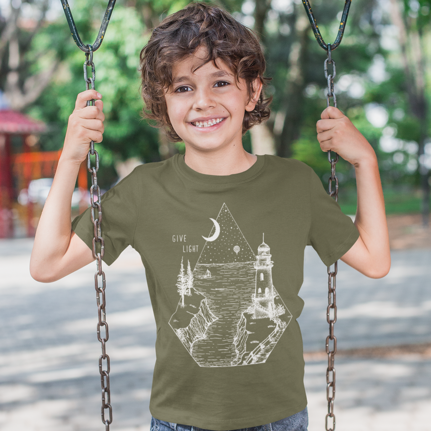 GIVE LIGHT | boys tshirt | military green