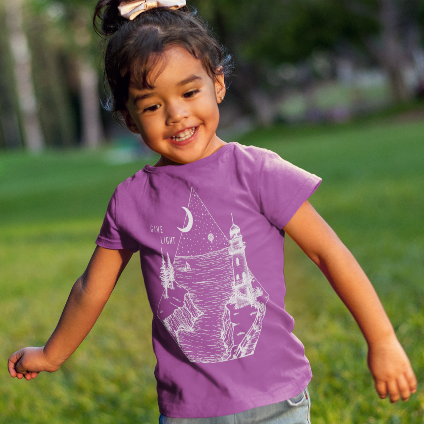 GIVE LIGHT | girls tshirt | berry purple