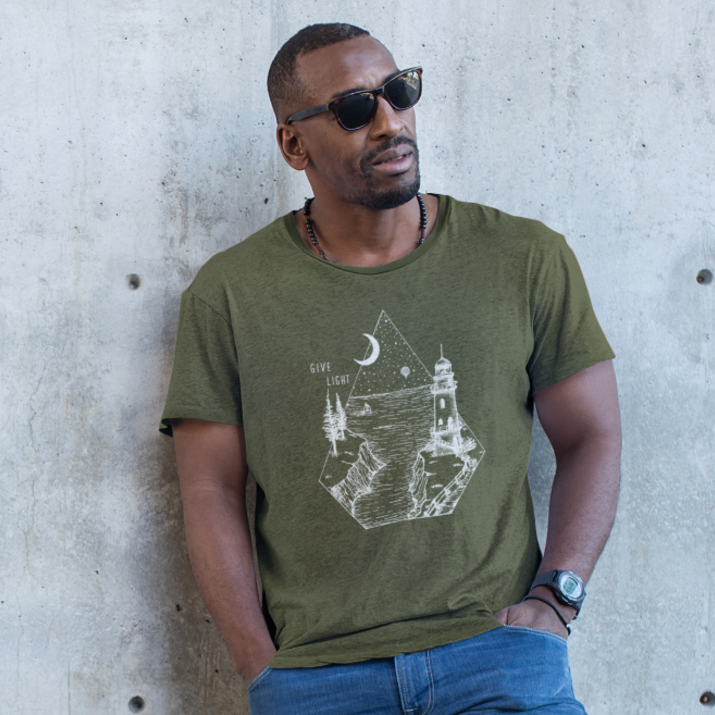 GIVE LIGHT | unisex tshirt | military green