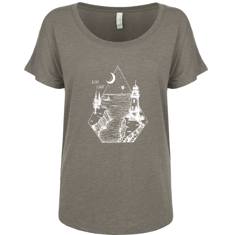 GIVE LIGHT | women scoop tee | venetian gray