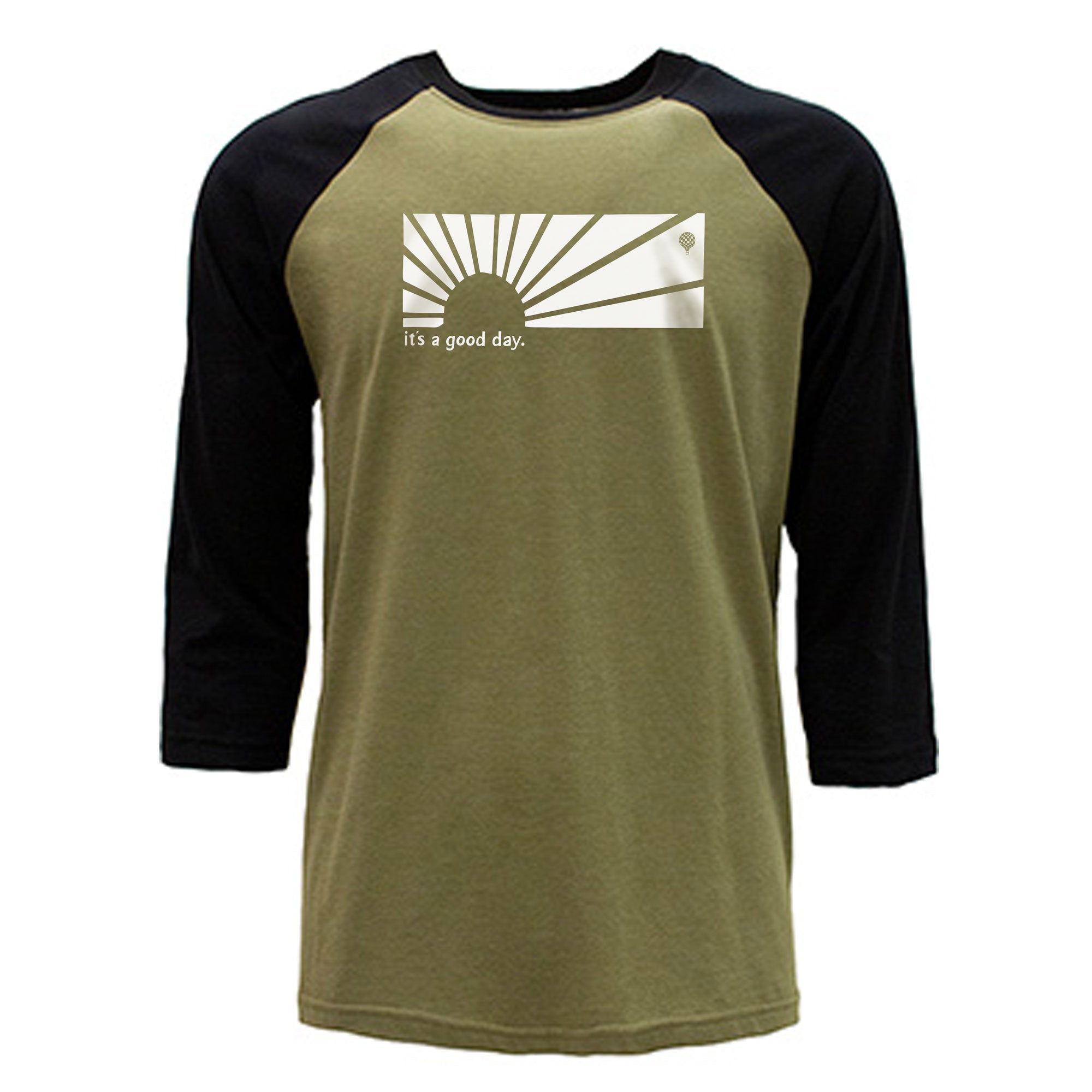 IT'S A GOOD DAY | unisex 3/4 sleeve baseball tee | black/olive