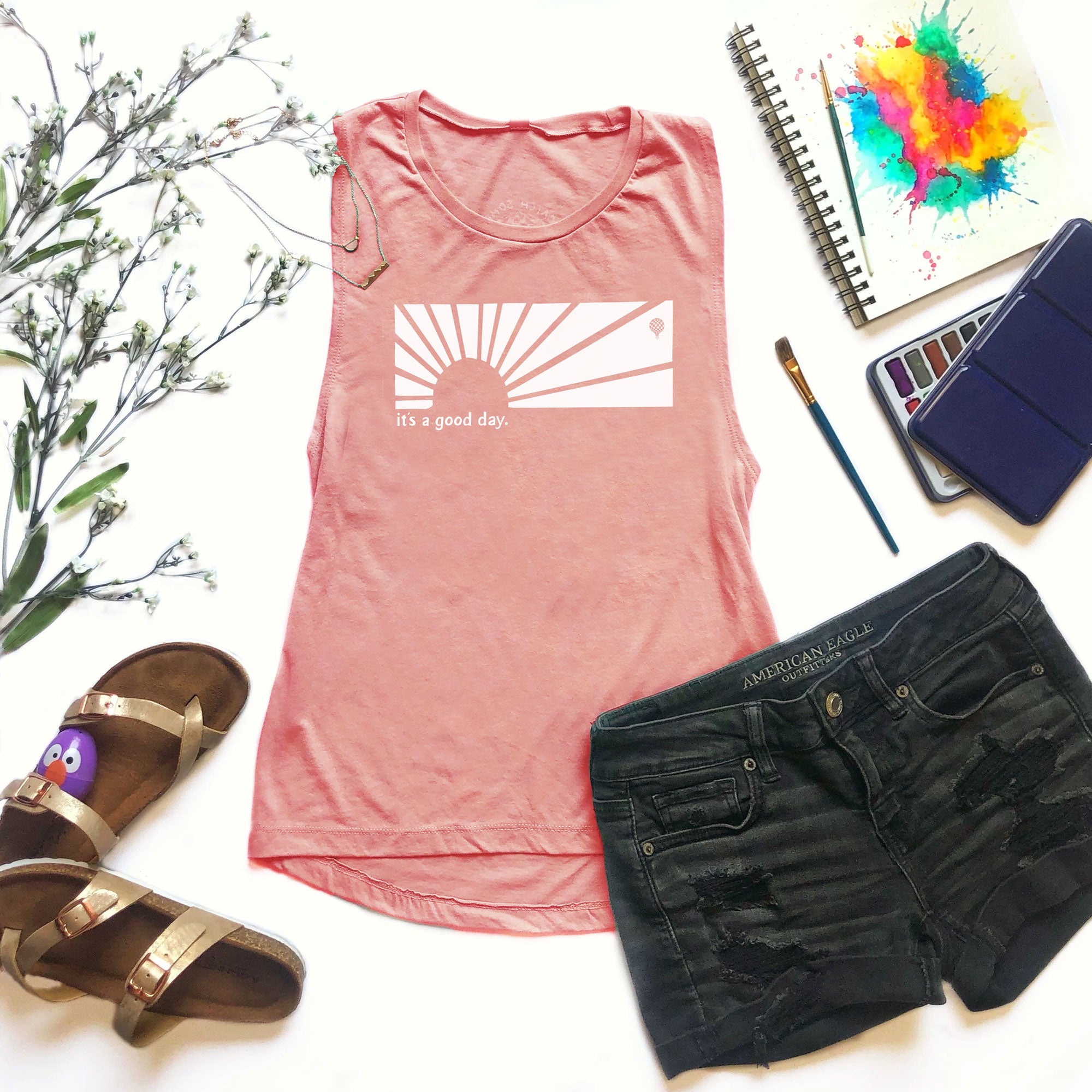 IT'S A GOOD DAY | women muscle tank | desert pink