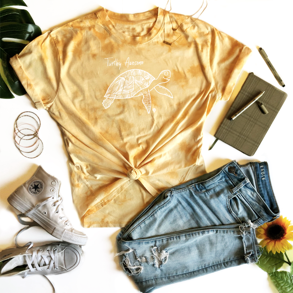 TURTLEY AWESOME | women tie dye tee | yellow