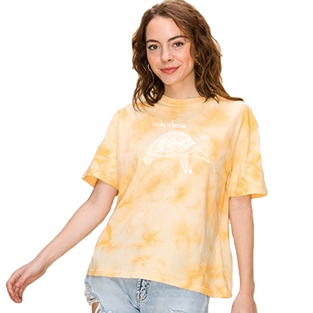 TURTLEY AWESOME | women tie dye tee | yellow
