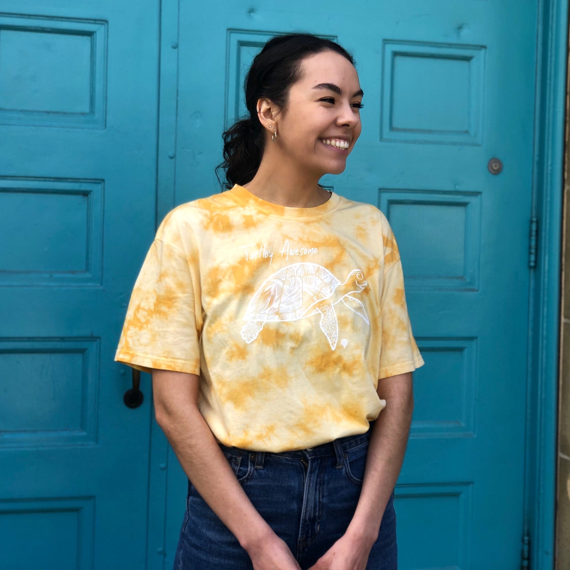 TURTLEY AWESOME | women tie dye tee | yellow