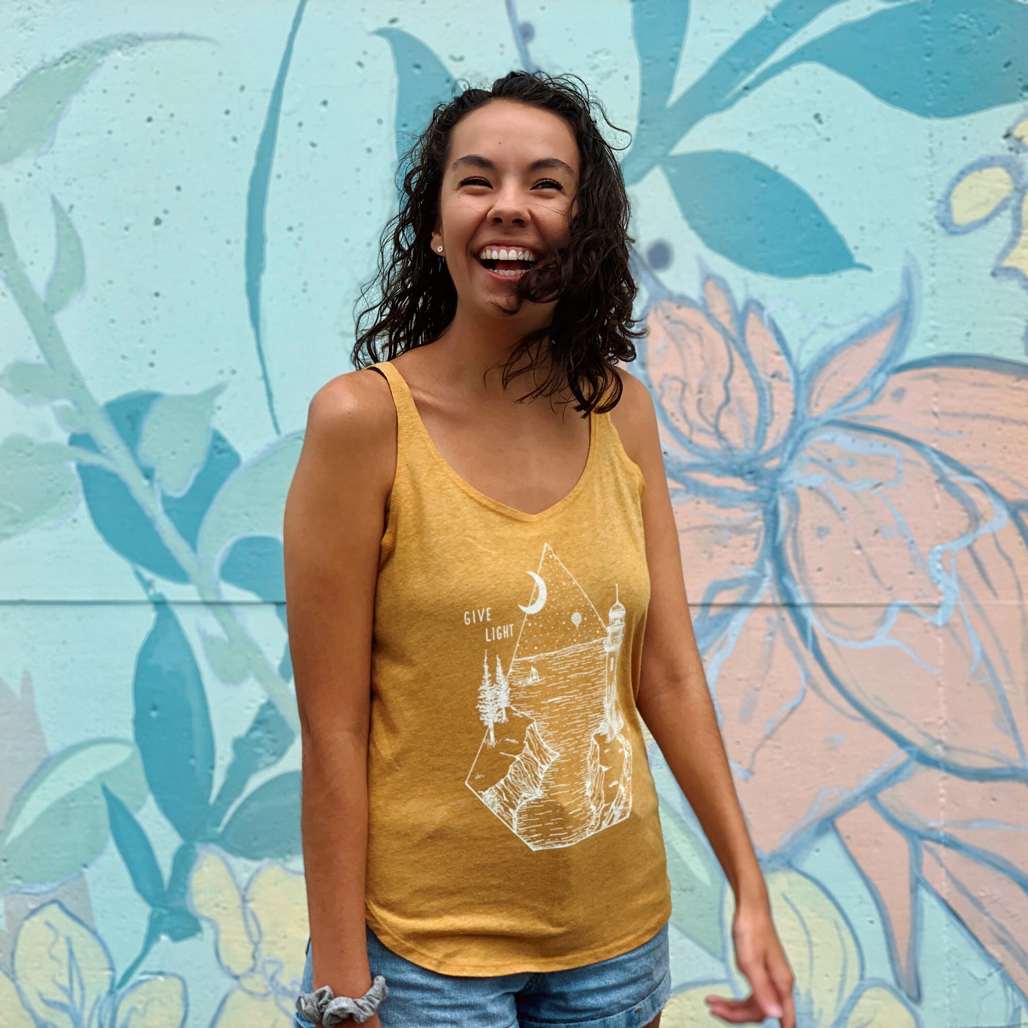 GIVE LIGHT | women tank | antique gold