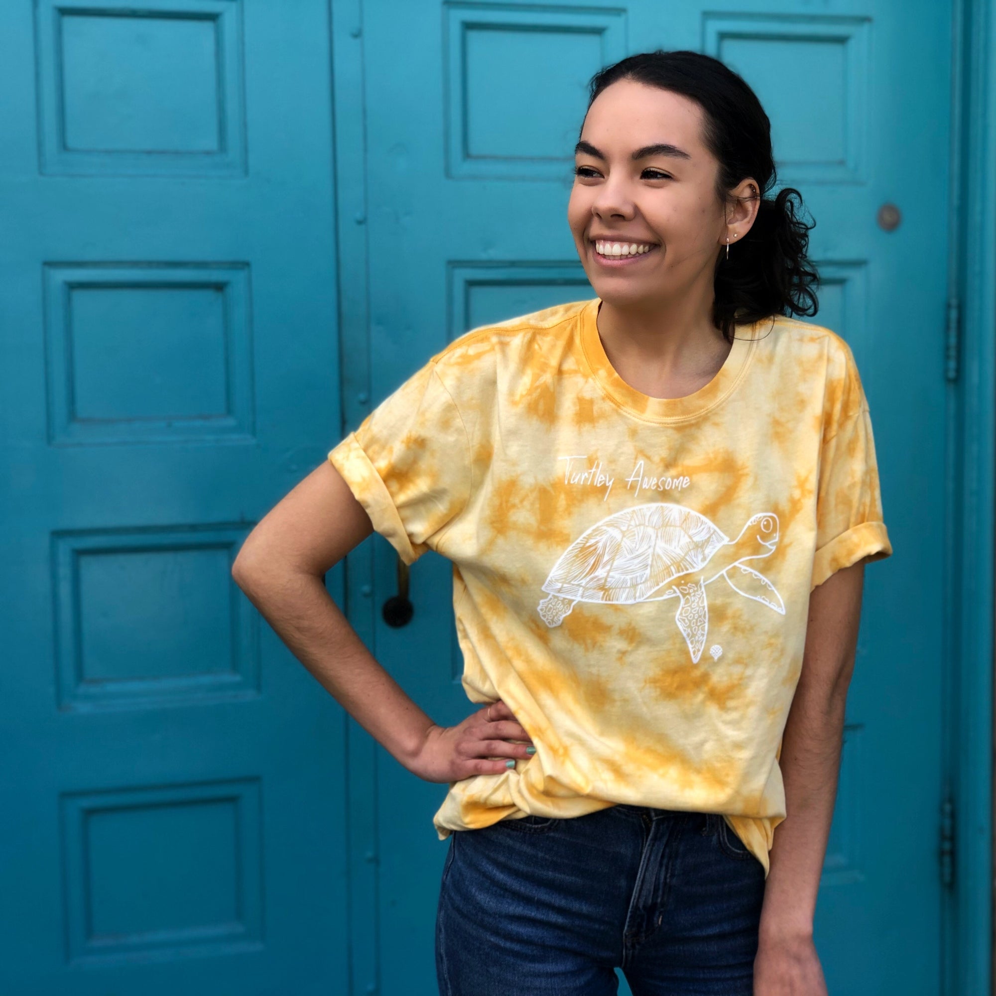 TURTLEY AWESOME | women tie dye tee | yellow