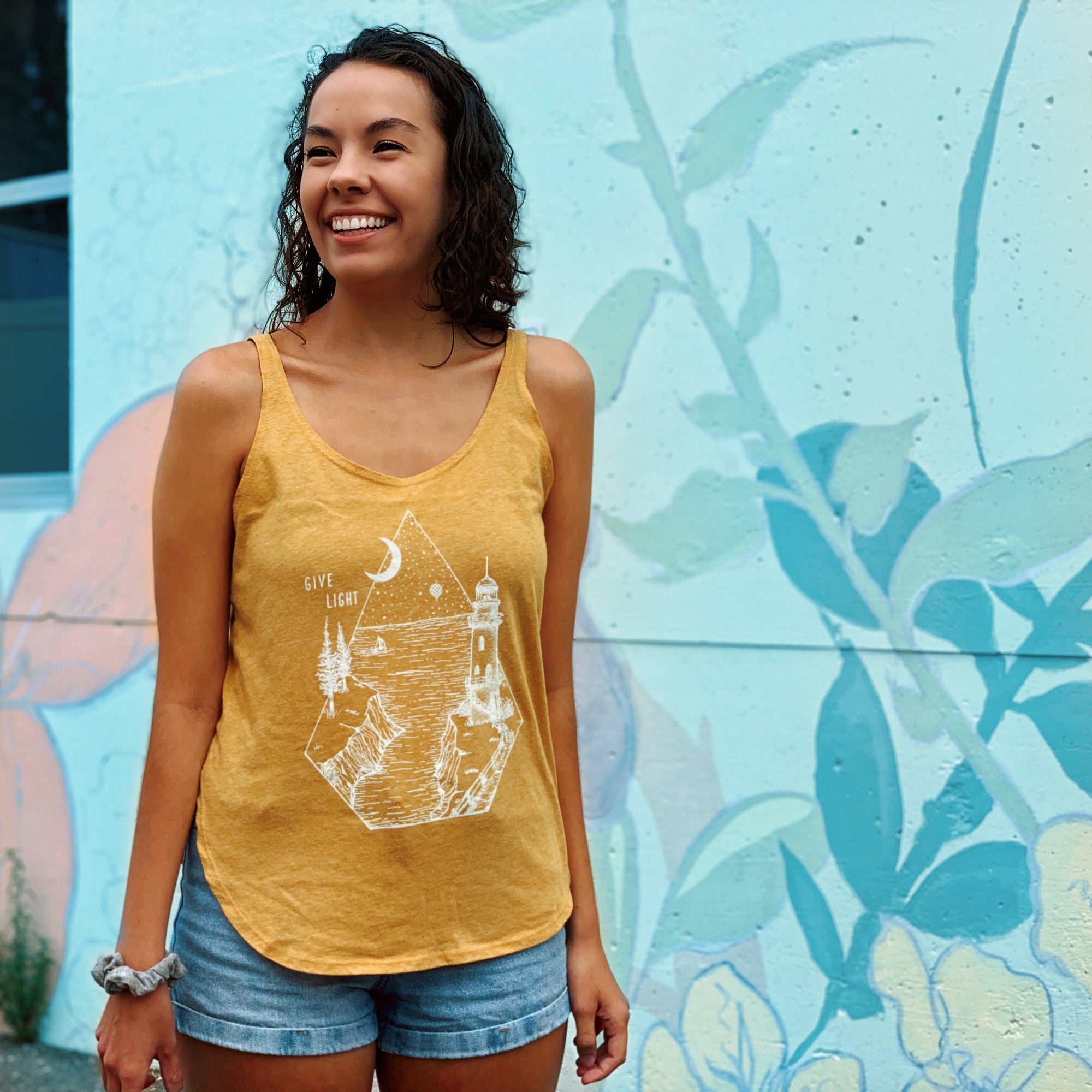 GIVE LIGHT | women tank | antique gold