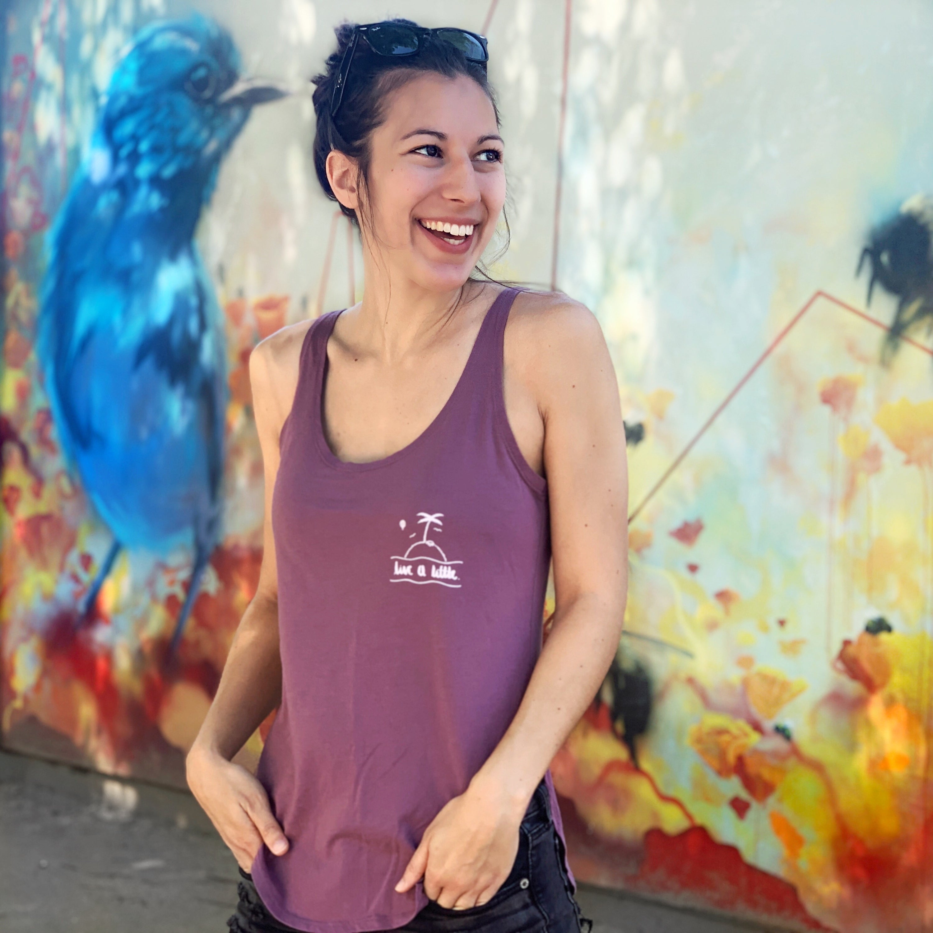 LIVE A LITTLE by #TeamMaddy | women tank | shiraz purple
