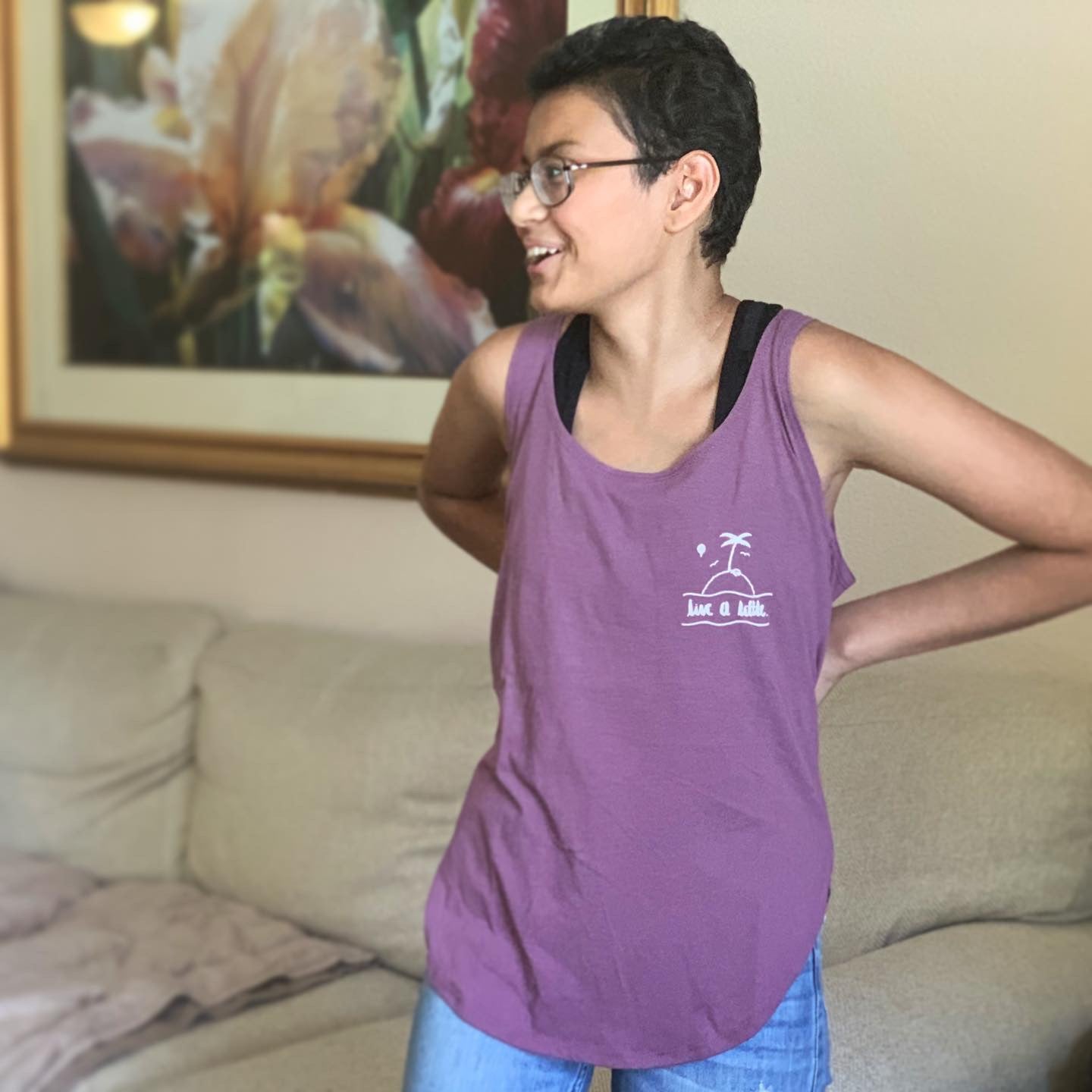LIVE A LITTLE by #TeamMaddy | women tank | shiraz purple
