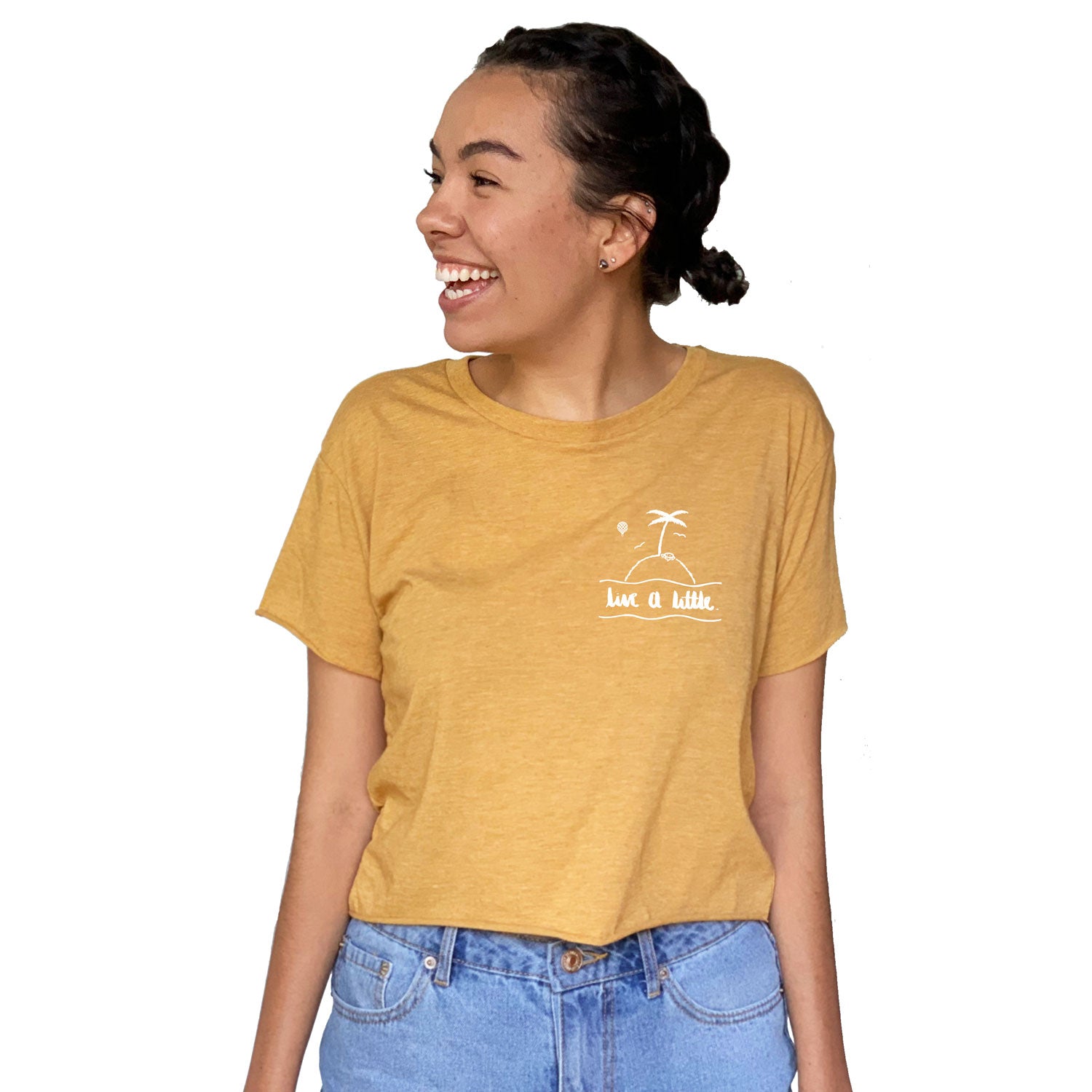 LIVE A LITTLE by #TeamMaddy | women crop top | gold